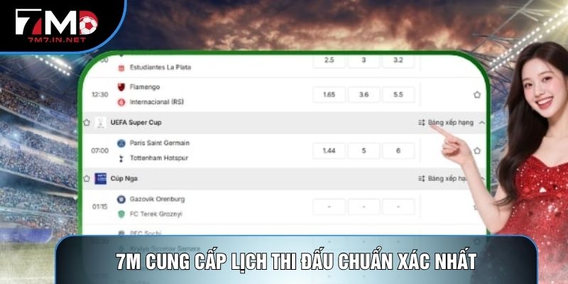 7M cung cấp lịch thi đấu chuẩn xác nhất